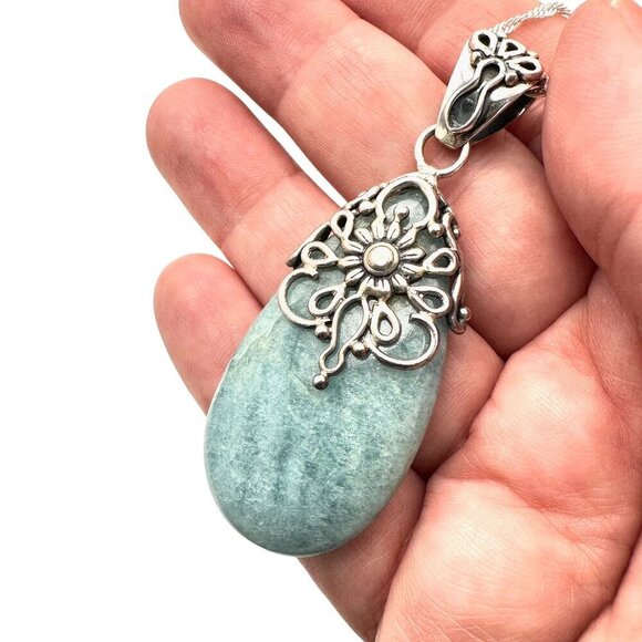 QVC Designer DP Doug Paulus Womens Necklace Sterling Silver Green Amazonite - Picture 2 of 6